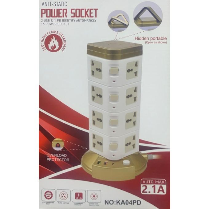 BEC GOLD Anti-Static Heavy Duty 20 POWER SOCKET+2USB &1PD OUTPUT Extension Model:KA05PD (brown)