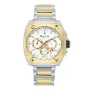 Giorgio Milano Men Square Chronograph date, IP Gold stainless steel 2 tone with Silver dial  TRENTO 235STG02