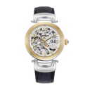 Giorgio Milano Men Stainless steel 2Tone Round case with IP Gold bezel Skeleton Automatic Movt black leather 226STG22  GILDO 
