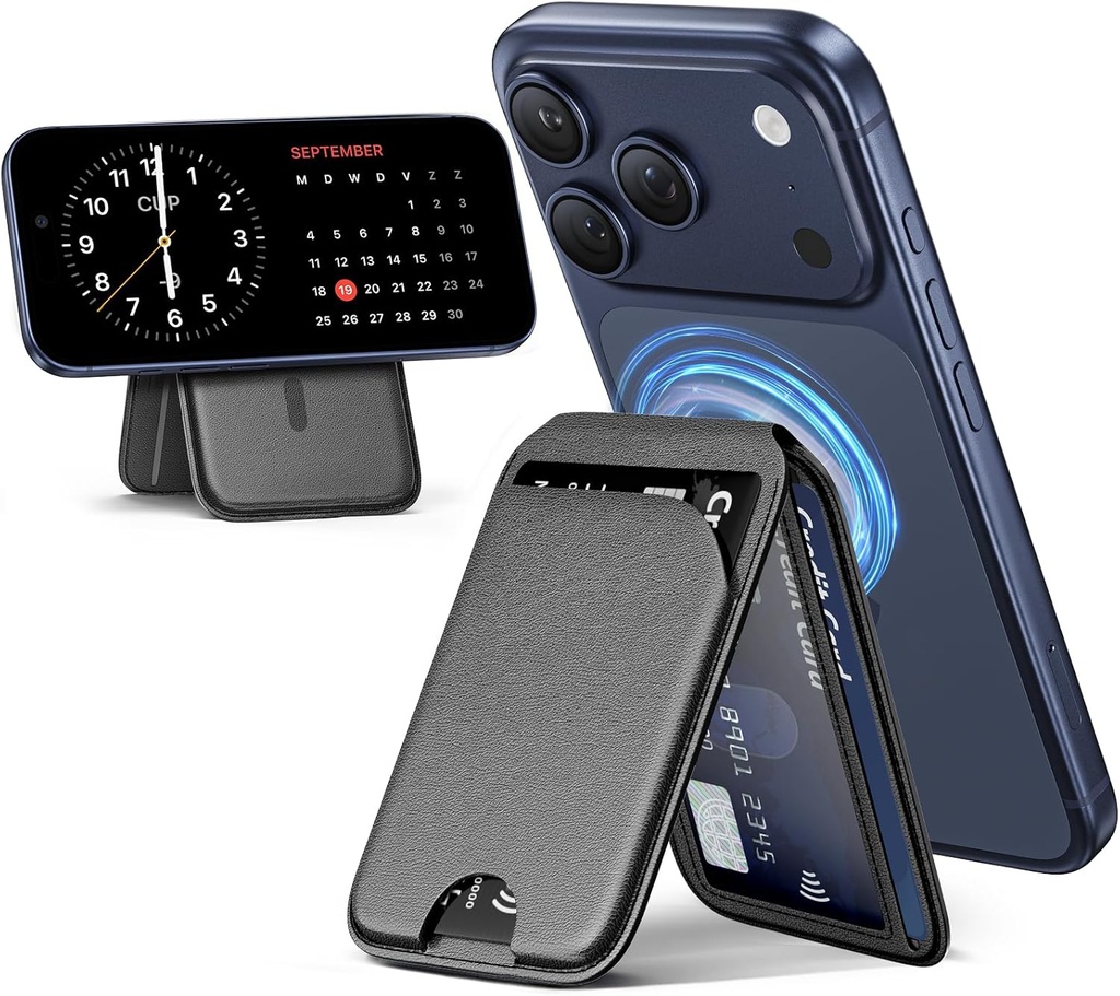 Giorgio Milano Mag-Safe Magnetic Wallet for Phone Pouch Stand Adjustable Leather Card Holder & Kickstand 