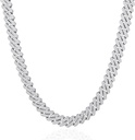 Mens Cuban Link Chain Iced Out Cuban Necklace Silver Plated over Brass Chain 