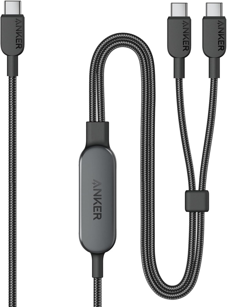 Anker 2-in-1 USB C to USB C Cable, 140W Max (1-Pack, 6 ft, Black)