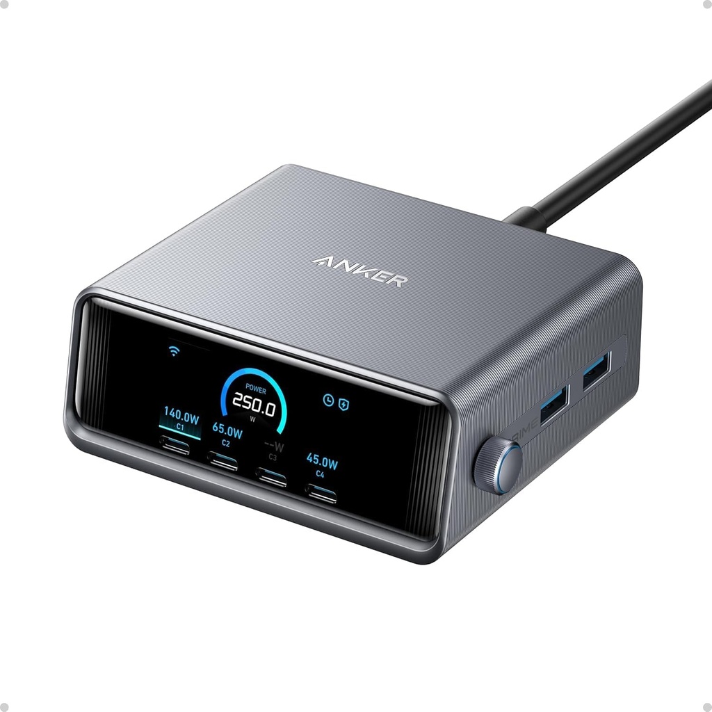 Anker Prime Charging Station, 250W 6-Port GaN USB C Charger 