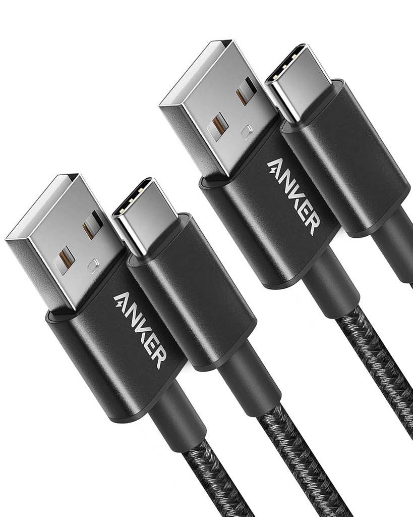 Anker USB-A to USB-C Cable, (2-Pack, 3 ft, Black) 