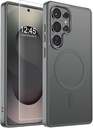 SUPFINE Magnetic Case for Samsung Galaxy S25 Ultra with Screen Protector,(Military Grade Drop Protection) Slim Translucent Shockproof ,Titanium Gray