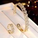 ASSORTED Designer Brass Gold plated with Synthetic Zirconia Women'S Bracelet And Ring Set 