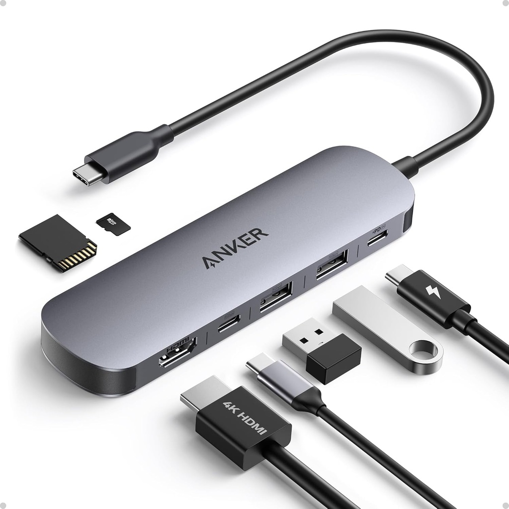 Anker USB C Hub, 7in1 Multi-Port USB Adapter, 4K@60Hz USBC to HDMI Splitter