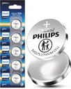 PHILIPS CR2032 Battery 5 Pack, 3v Lithium Coin Cell Battery Long-Lasting Coin and Button Cell Batteries (5Pk)