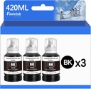 FASLVINK Compatible Ink Refill Bottles Replacement for Epson 502 Ink Black