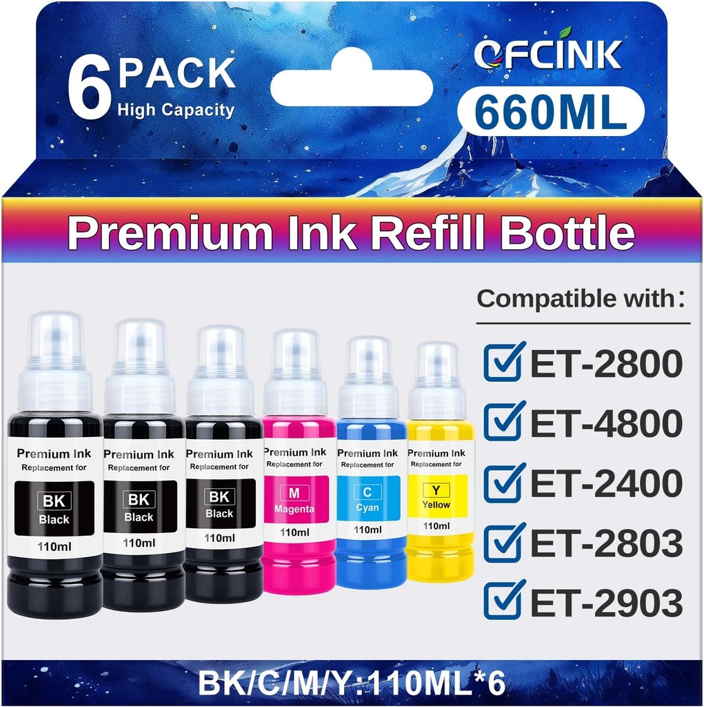 OFCINK Compatible Ink Bottle Replacement for Epson 522 Ink Refill | Compatible with Epson EcoTank ET-2800