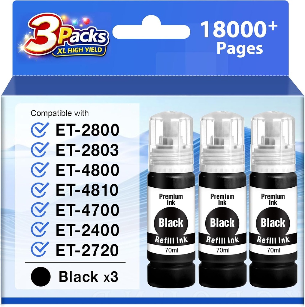 Starink Compatible Ink Refill Bottles Replacement for EPSON 522 Black Ink Bottles