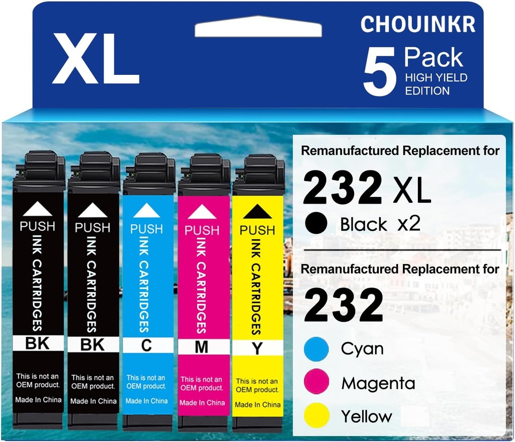 CHOUINKR Remanufactured Replacement for Epson 232XL Ink Cartridge Combo Pack 