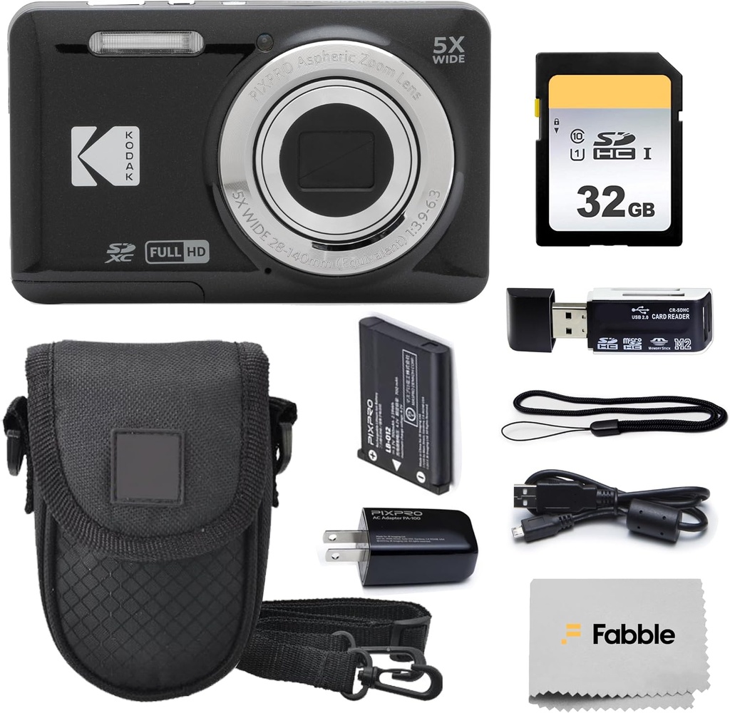 KODAK PIXPRO FZ55 16MP Digital Point & Shoot Camera,Bundle (Black)