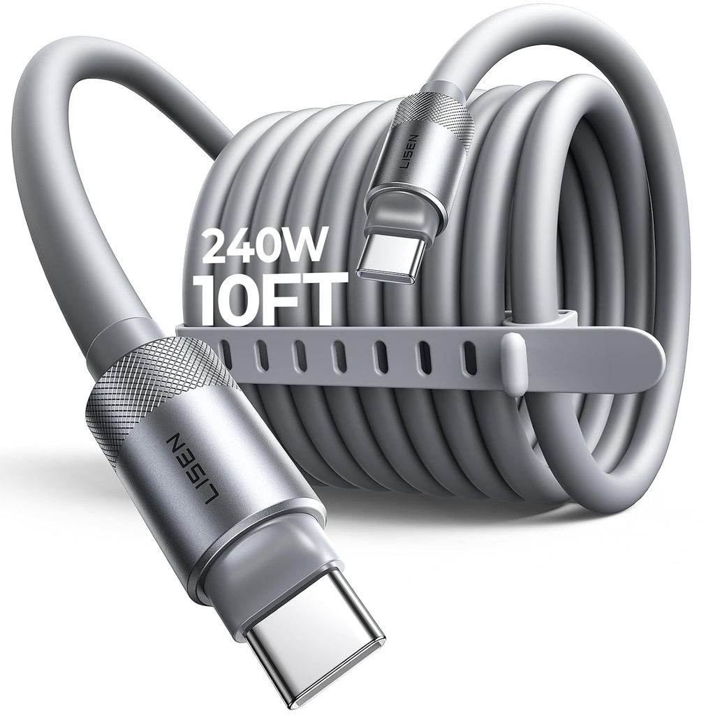 LISEN 10FT USB C Cable Fast Charging Chubby 240W USB C to USB C Cable Cord