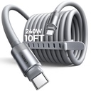 LISEN 10FT USB C Cable Fast Charging Chubby 240W USB C to USB C Cable Cord