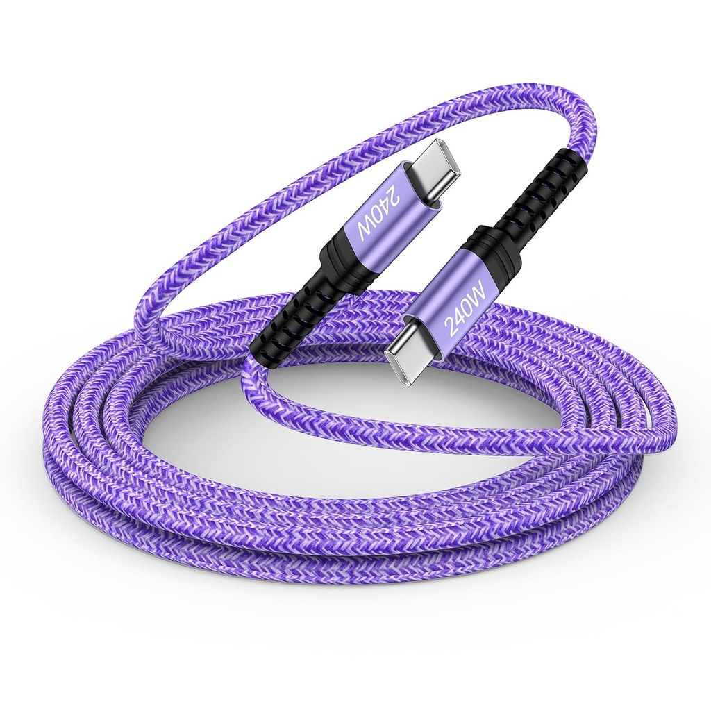 240W C to C Cable Fast Charging Samsung Charger Cable Type-C Charger (Purple)