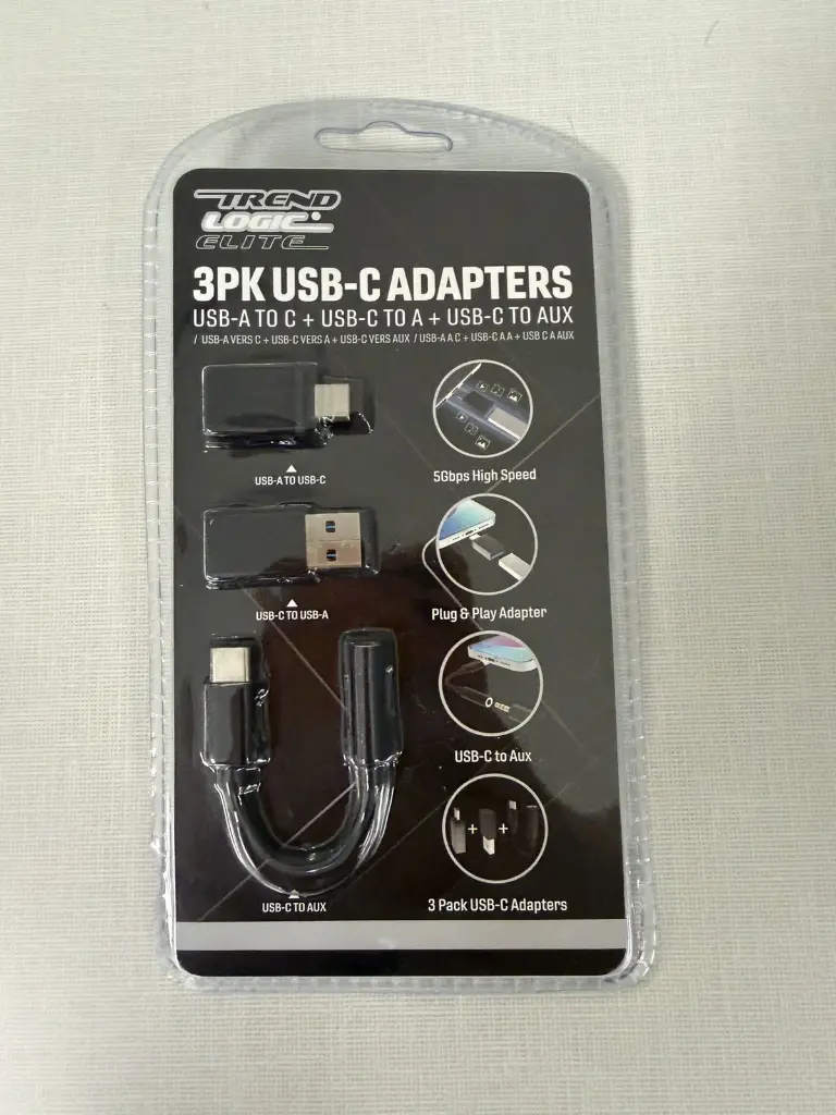 Trend logic elite 3pk usb-c adapters USB A to C+C to A+C to Aux