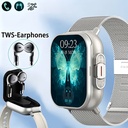 ERUN 2-In-1 Smartwatch And Wireless Earbuds , Featuring Music Control And Various Sports Modes with Activity Data Insights (Silvery Watch + Silvery Mesh Steel Strap)