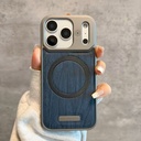  MWCX Frameless Gem Blue Wood Grain WITH Magnetic Suction Mobile Phone Case High-End Feeling - IPHONE 17PRO -Blue 