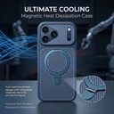 K61 Phone Case - Built-in Wireless Magnetic Attachment, Mesh Ventilation for Heat Dissipation and Metal Kickstand.-IPHONE 16PRO - BLUE 