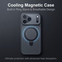 K61 Phone Case - Built-in Wireless Magnetic Attachment, Mesh Ventilation for Heat Dissipation, and Metal Kickstand.-IPHONE 17PRO - BLACK
