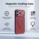 K61 Phone Case - Built-in Wireless Magnetic Attachment, Mesh Ventilation for Heat Dissipation and Metal Kickstand.-IPHONE 17PRO - RED