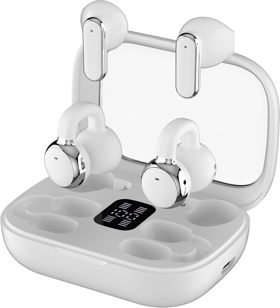 RCA EarSwitch Pro 4-in-1 Duo TWS Wireless Earbuds, Bluetooth 5.4 Open-Ear & in-Ear Dual Buds  (White)