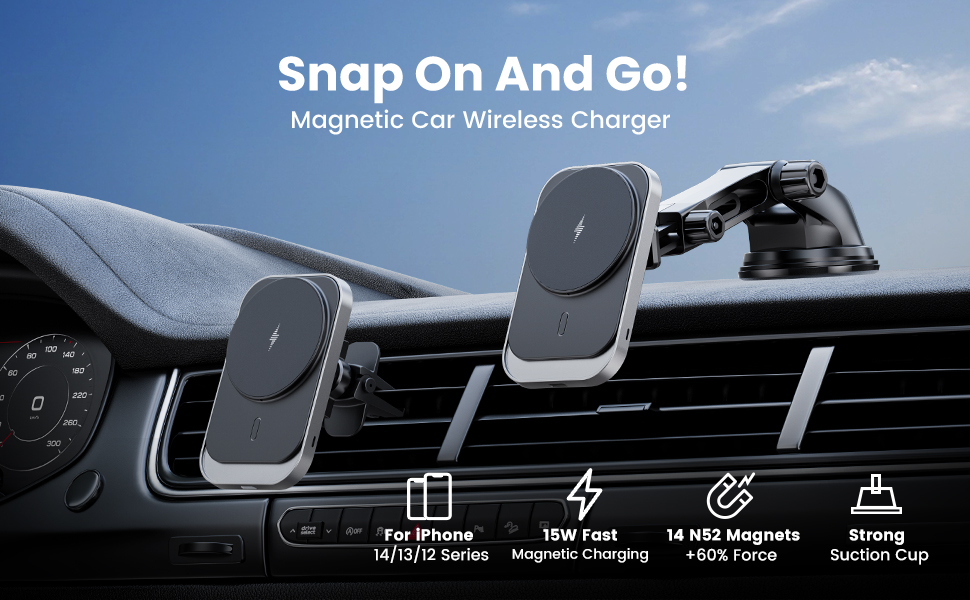 FISHER MAGNETIC WIRELESS CHARGING CAR MOUNT SET