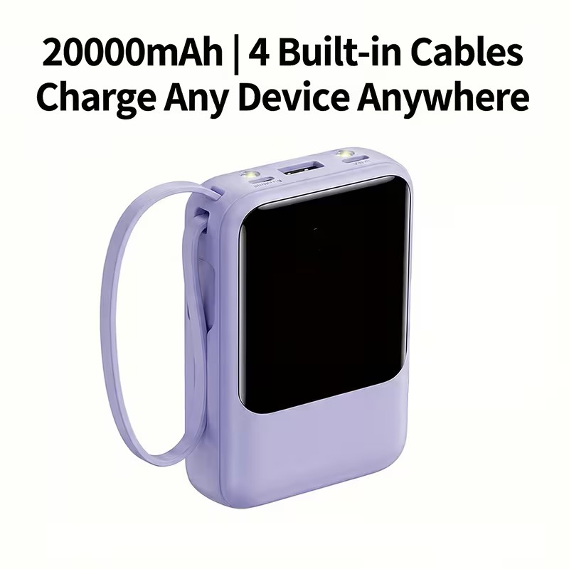 20000mAh Portable Power Bank, 20W Charging Portable Power Bank with LED Display - Purple