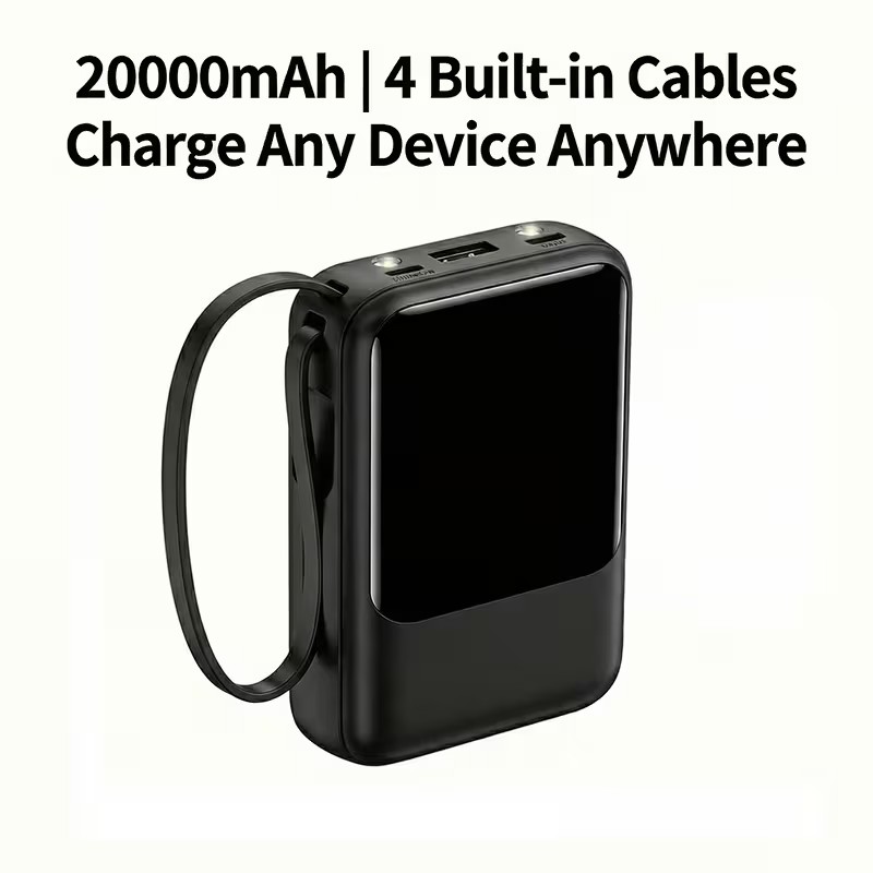 20000mAh Portable Power Bank, 20W Charging Portable Power Bank with LED Display - Black