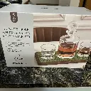 BROOKSTONE LUXURY GOLF WHISKEY GLASS AND DECANTER SET