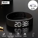 Multi-Functional Minimalist and Stylish Unisex Digital Watch with Alarm, Pedometer, Stopwatch, Luminous Display.- Black 
