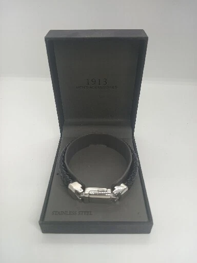 1913 Men's Accessories Stainless Steel Leather Braclet