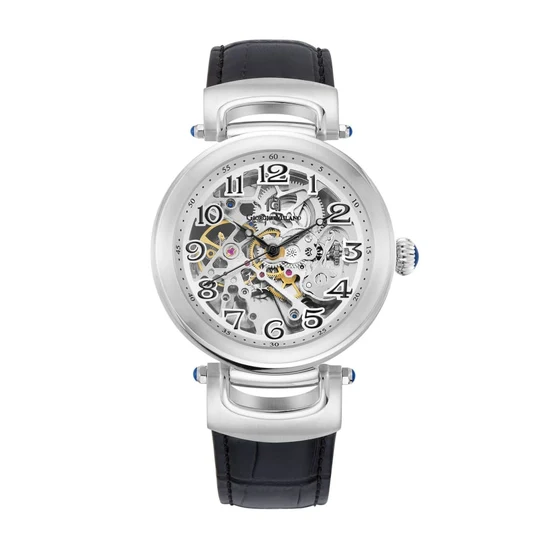 Giorgio Milano Men Stainless steel Round case ,Skeleton Automatic Movt black leather 226ST22  GILDO
