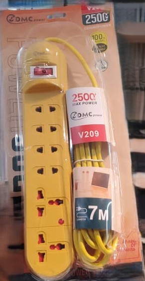 EDMC 6 in 1 Ports Extension Socket With 2 PIN WALL ADAPTER - V209