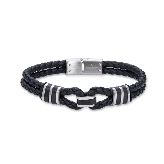 GIORGIO MILANO MEN Double Braided Leather BRACELET 2066STBK02