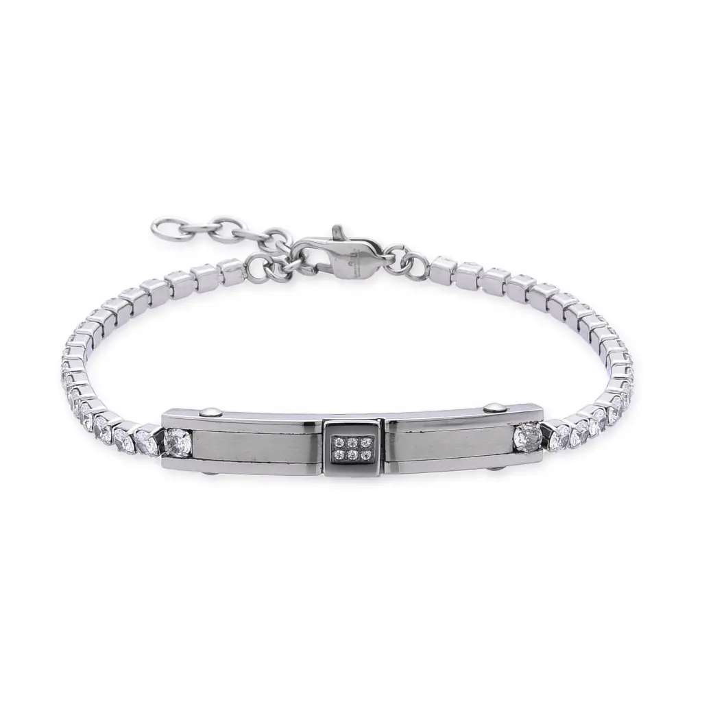 GIORGIO MILANO MEN Center Bar Stainless Steel Tennis BRACELET 2087STCL