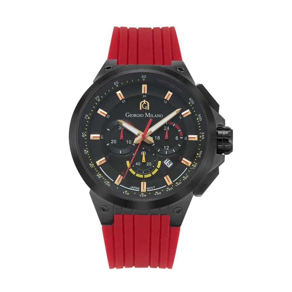 Giorgio Milano round Black stainless steel with Red strap and black sub-dial 225SBK22 ANTONIO