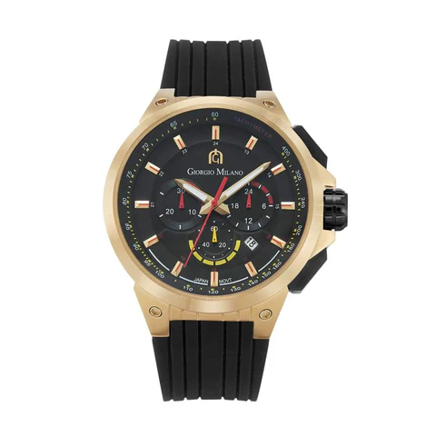 Giorgio Milano round Black stainless steel with Red strap and black sub-dial 225SG13 ANTONIO