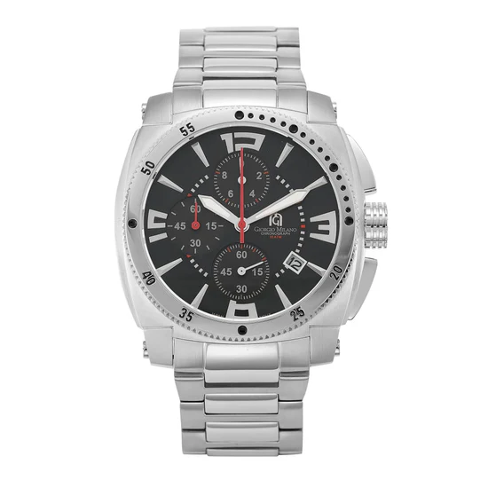 Giorgio Milano round Stainless chrono with date Black dial 850ST03 MASSIMO