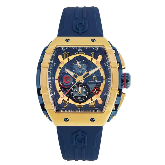 Giorgio Milano Men Gold and Blue Watch Chrono with date BLUE rubber strap 233SGBL421 MAESTRO
