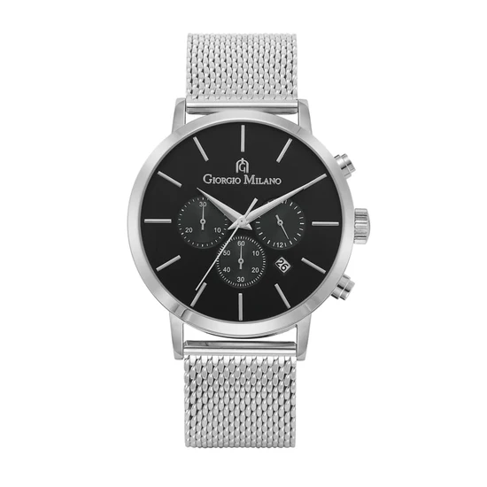 Giorgio Milano round Silver case with Black dial Silver Mesh band 216ST3 NOE