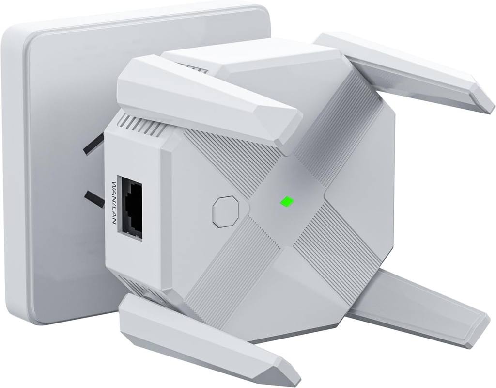 ZEMEOLLO WiFi Extender Signal Booster, WiFi Extender for Home Cover up to 1200Mbps (8500sq.ft), WiFi 2.4&5GHz Dual Band WPS WiFi Signal Strong Penetrability, 360° Coverage, Supports Ethernet Port(White) 
