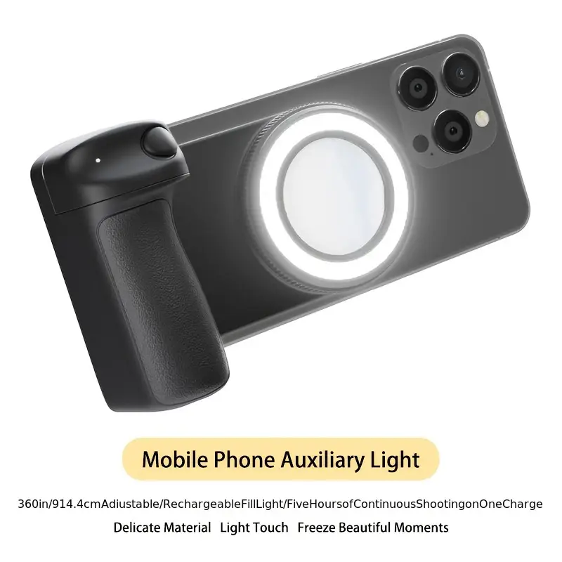 CELLPHONE SELFIE LIGHT BBC-9 smartphone camera holder, magnetic detachable remote control shutter, 