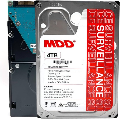 MDD MAXDIGITALDATA MDD (MDD4TSATA6472DVR) 4TB 7200RPM 64MB Cache SATA 6.0Gb/s 3.5inch Internal Surveillance Hard Drive - 3 Years Warranty (Renewed) 