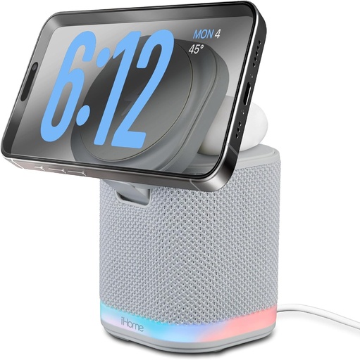 iHOME POWER TOWER DUAL CHARGING SPEAKER GRAY 