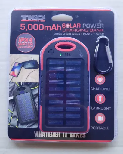 TKO Solar Power Charging Bank 5,000mAh 