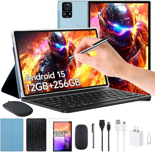 MIYOKIMIRO Andriod 15 Tablet with 10.1inch display Blue