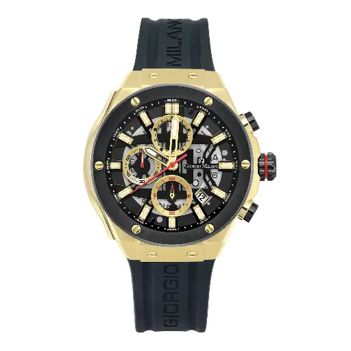Giorgio Milano Gold and Chrono with date Black Silicone strap 240SGBK313 MAXIMUS