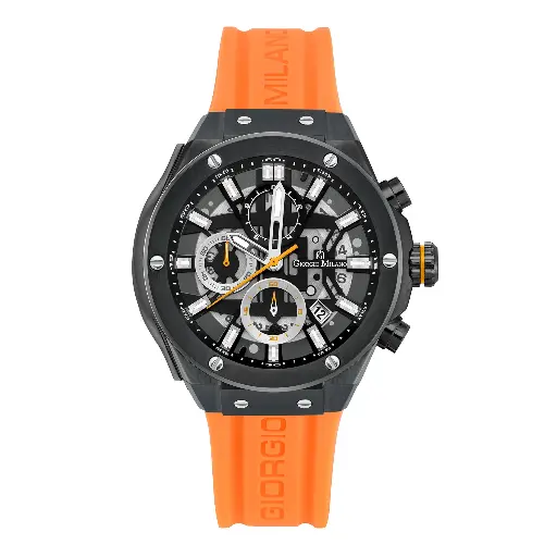 Giorgio Milano Black and Chrono with date Orange Silicone strap 240SBK318 MAXIMUS 